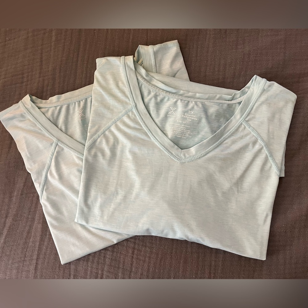 Lot of 2 Xersion Everair light aqua athletic tees EUC 3X CAN SEPARATE LOT